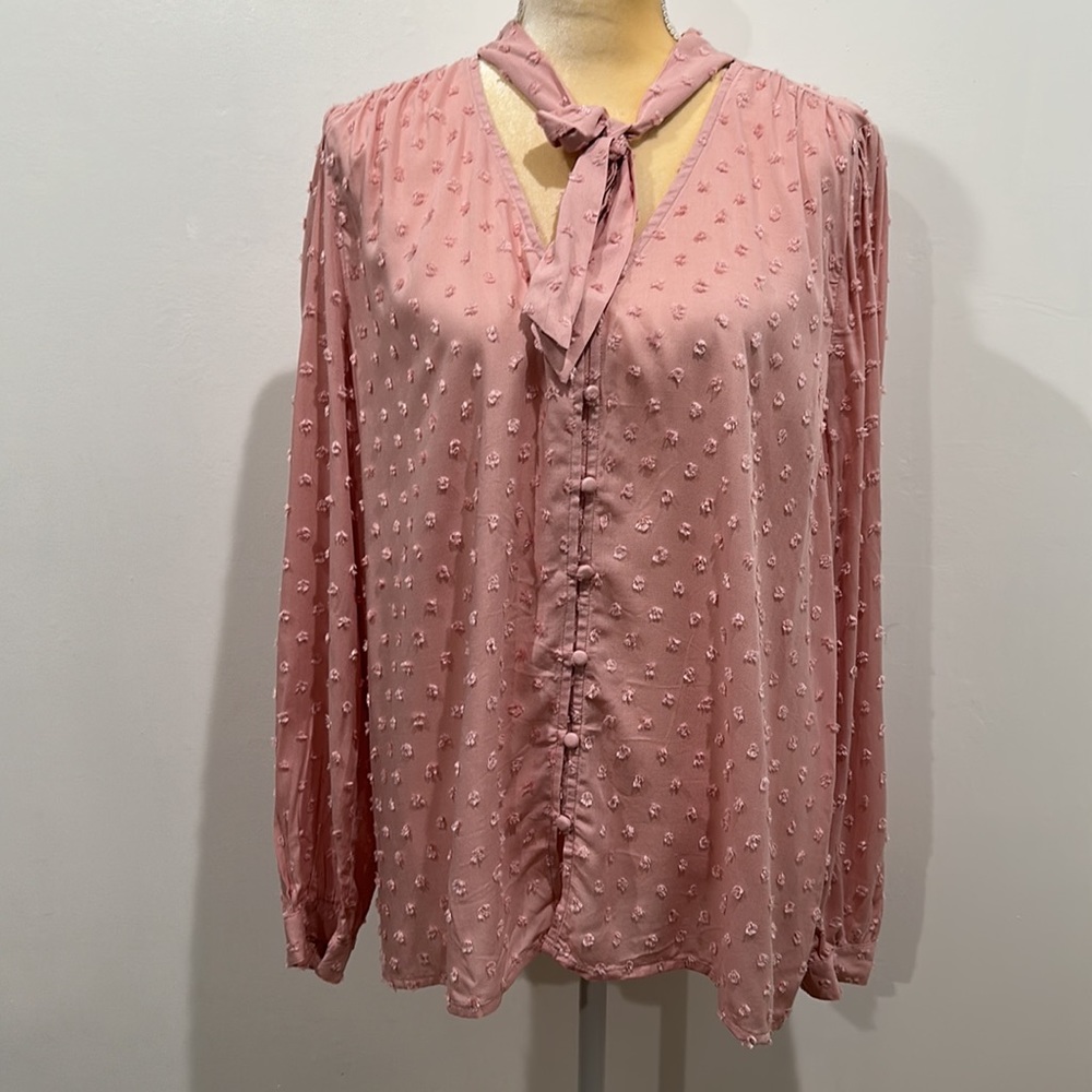 LOFT Clip Bow Blouse Size L - Picture 2 of 11